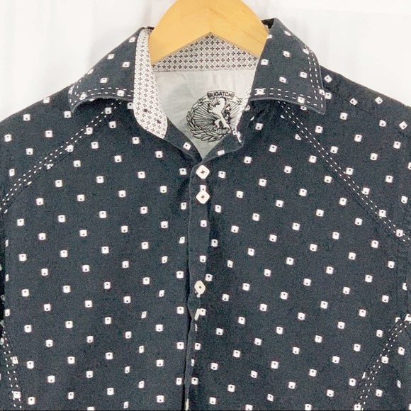 Bugatchi Black and White Button Down Shirt M - Picture 2 of 13